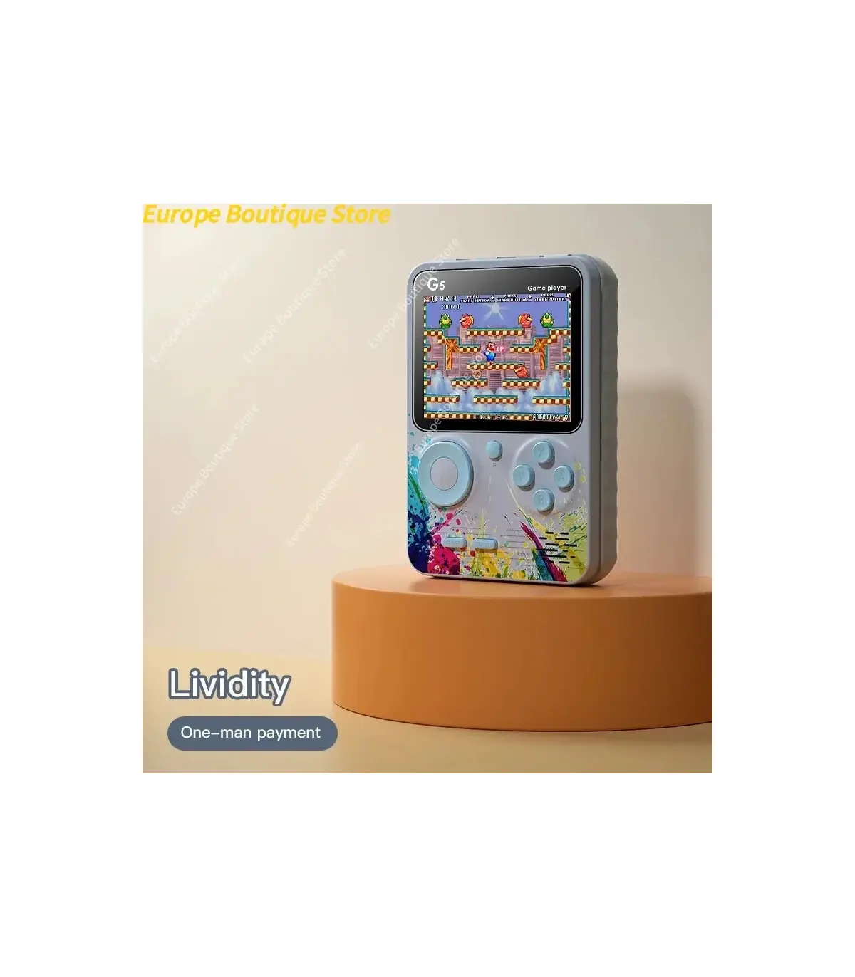 [Cyan With handle] Nouveau G5 intégré 500 jeux Mini Console de jeu vidéo rétro Portable 3.0 pou