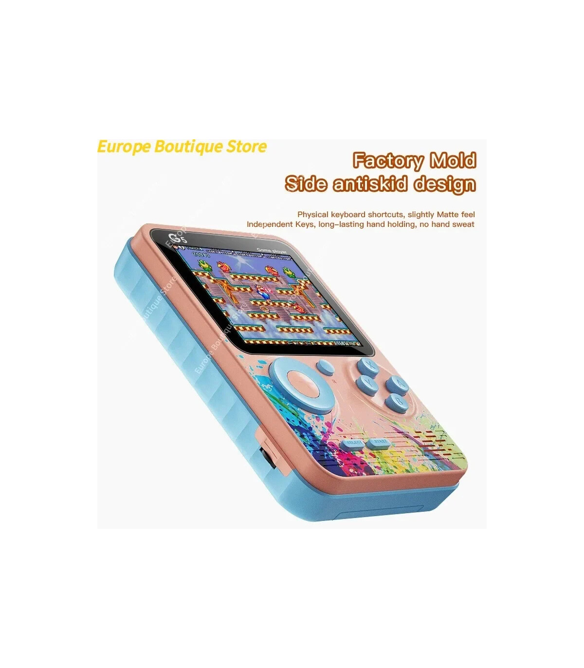 [Cyan With handle] Nouveau G5 intégré 500 jeux Mini Console de jeu vidéo rétro Portable 3.0 pou