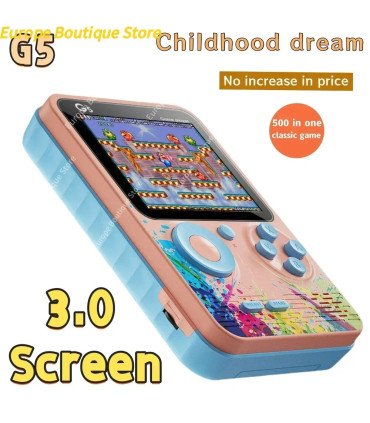 [Bleu] Nouveau G5 intégré 500 jeux Mini Console de jeu vidéo rétro Portable 3.0 pouces classiqu