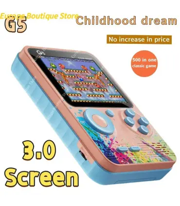[Cyan] Nouveau G5 intégré 500 jeux Mini Console de jeu vidéo rétro Portable 3.0 pouces classiqu