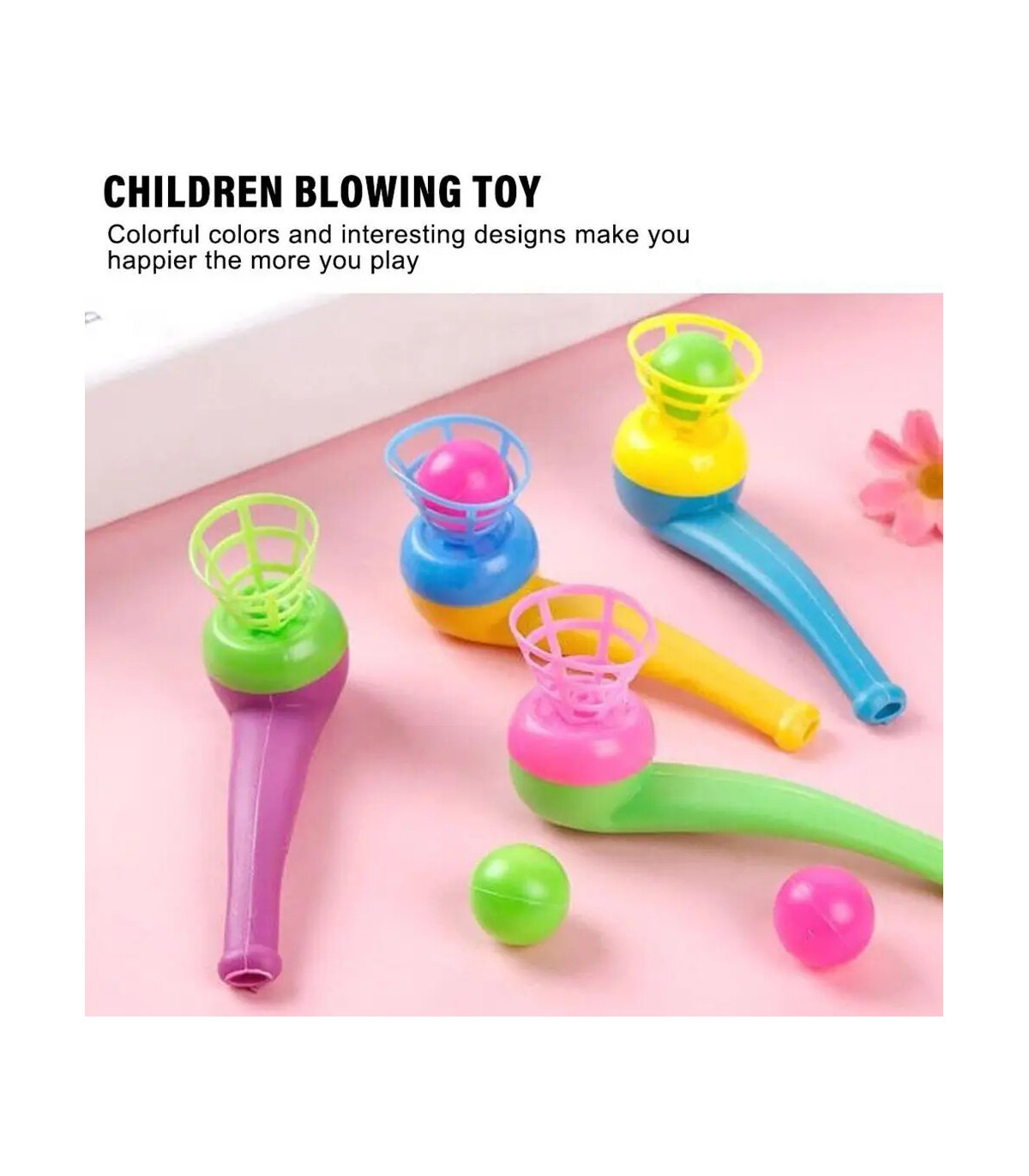 [4PCS RANDOM] Jouets de balle soufflante de tuyau en plastique pour enfants, jeux de sport de p