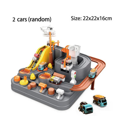 [A-black-2-car] Jeu de pistes de voiture sur Rail de course pour enfants, planche de Train, sta