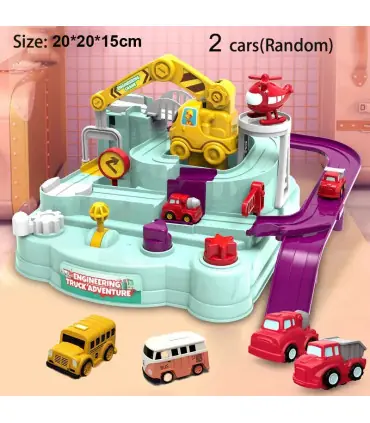 [D-cyan-2-car] Jeu de pistes de voiture sur Rail de course pour enfants, planche de Train, stat