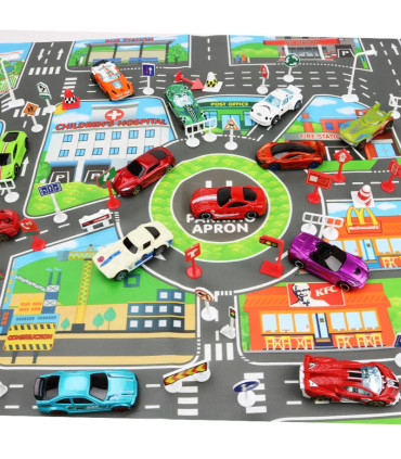 Carte routière de la ville pour enfants, Parking de voitures de ville, panneaux de signalisatio