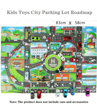 Carte routière de la ville pour enfants, Parking de voitures de ville, panneaux de signalisatio