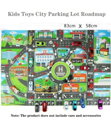 Carte routière de la ville pour enfants, Parking de voitures de ville, panneaux de signalisatio