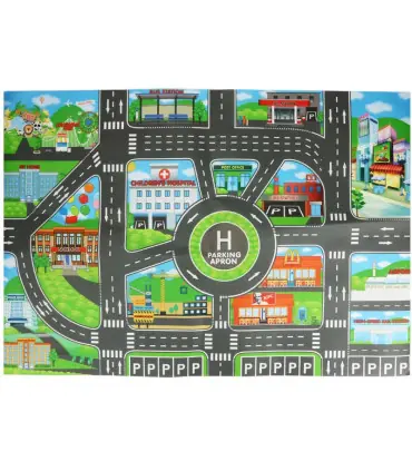 Carte routière de la ville pour enfants, Parking de voitures de ville, panneaux de signalisatio
