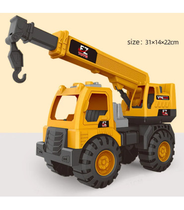 [Crane] Modèle de véhicule d\'ingénierie de grande taille, pelle en plastique, grue, mélangeur, 