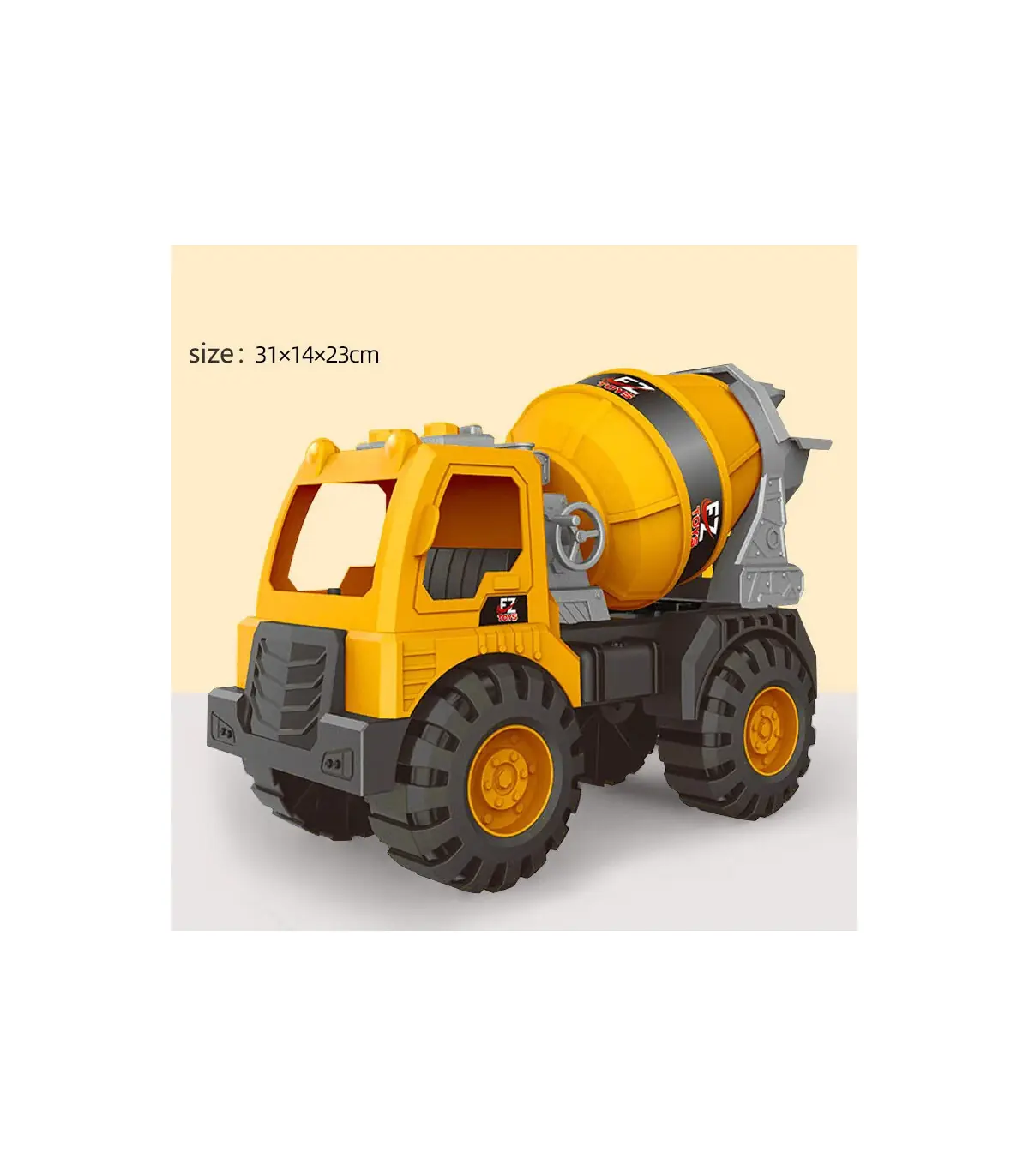 [Mixer truck] Modèle de véhicule d\'ingénierie de grande taille, pelle en plastique, grue, mélan