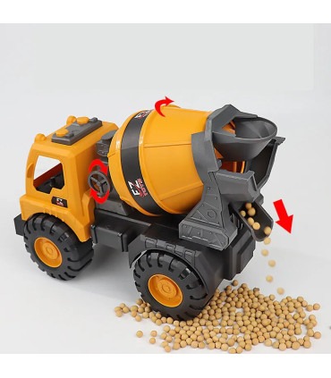 [Mixer truck] Modèle de véhicule d\'ingénierie de grande taille, pelle en plastique, grue, mélan