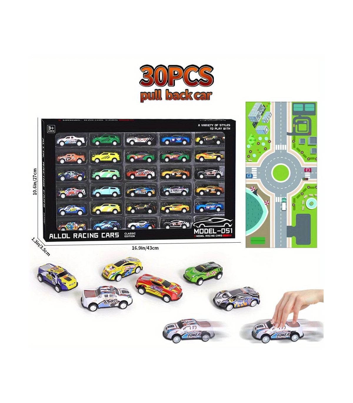[30pcs Pullback cars] Ensemble de jouets de voitures de 3 pouces, 50 pièces, voitures de moulag