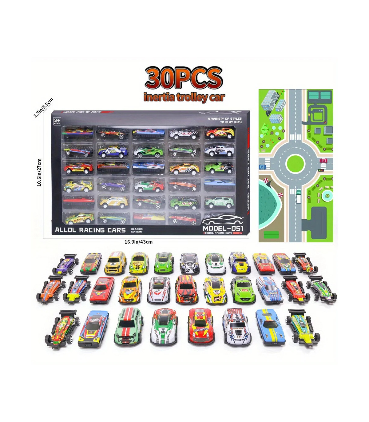 [30 inertia vehicles] Ensemble de jouets de voitures de 3 pouces, 50 pièces, voitures de moulag
