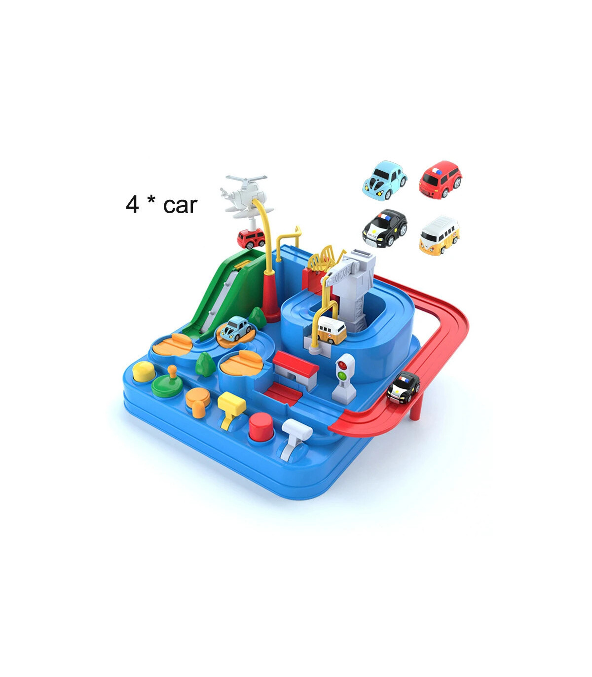 [A-blue-4-car] Modèle de voiture sur Rail de course, jouets éducatifs pour enfants, jeu d\'avent