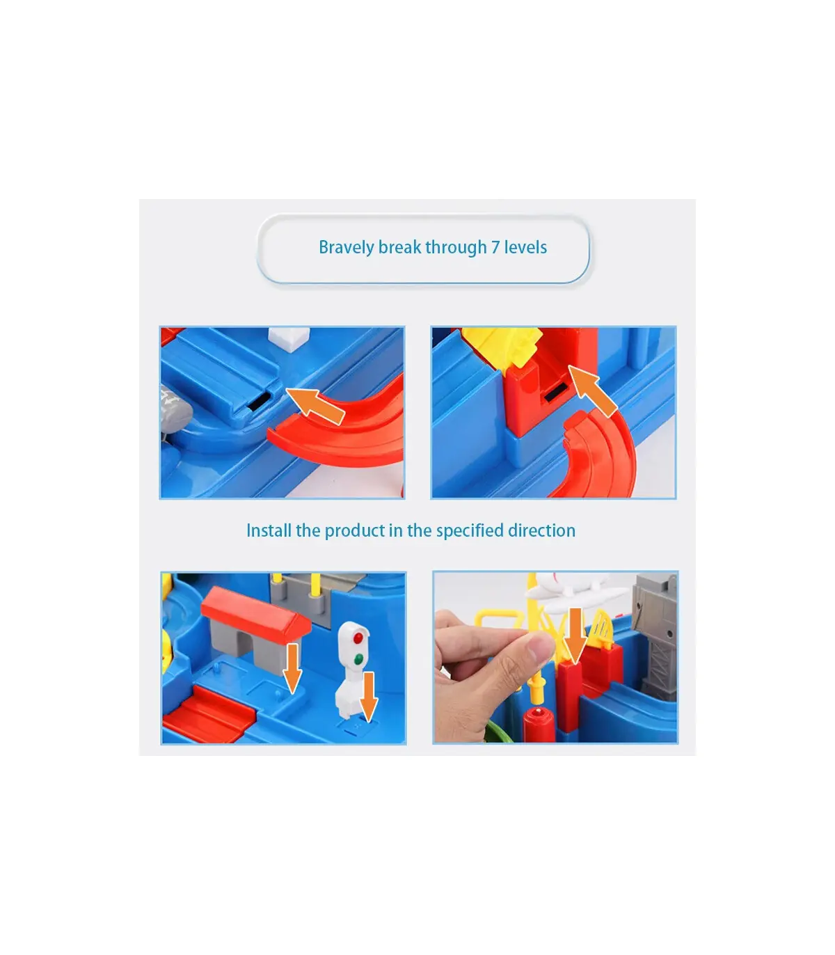 [A-blue-4-car] Modèle de voiture sur Rail de course, jouets éducatifs pour enfants, jeu d\'avent