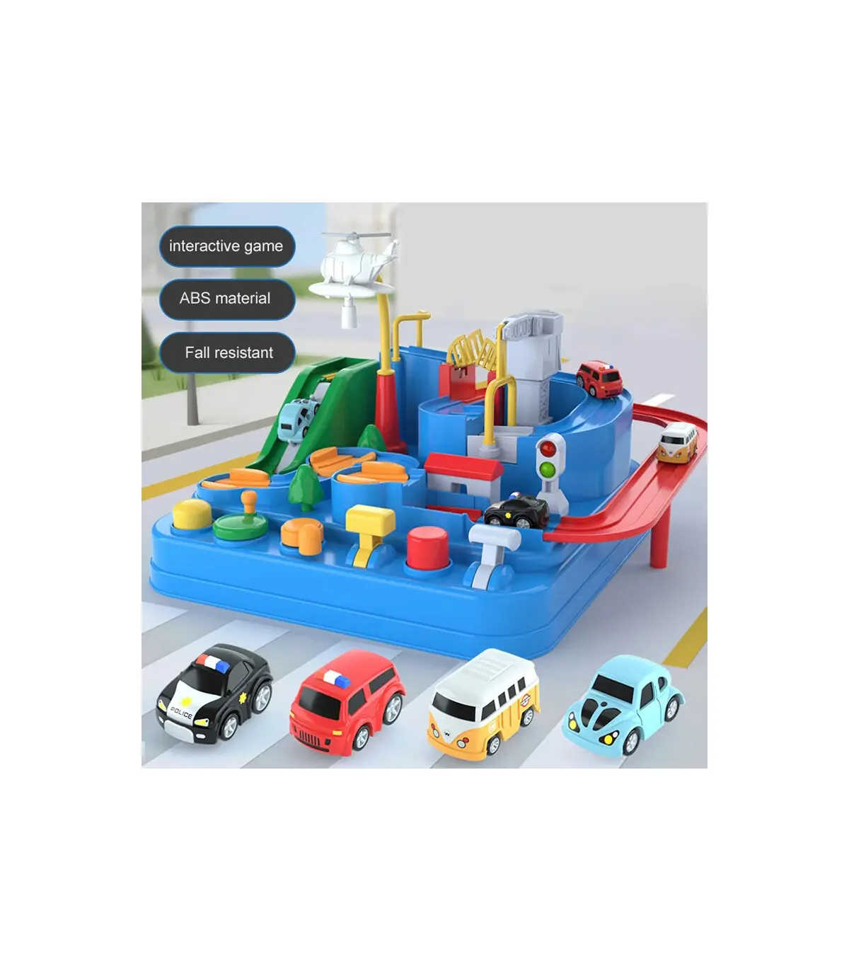 [D-cyan-2-car] Modèle de voiture sur Rail de course, jouets éducatifs pour enfants, jeu d\'avent