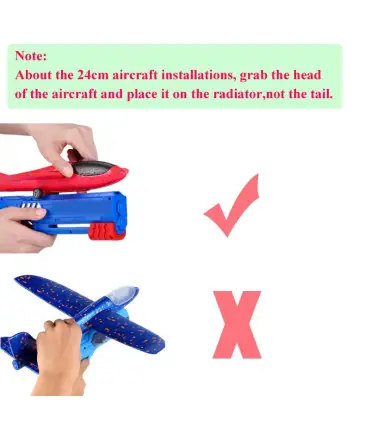 [34 plane Red G] Lanceur d\'avion en mousse pour enfants, 24/34cm, jouet d\'extérieur pour garçon