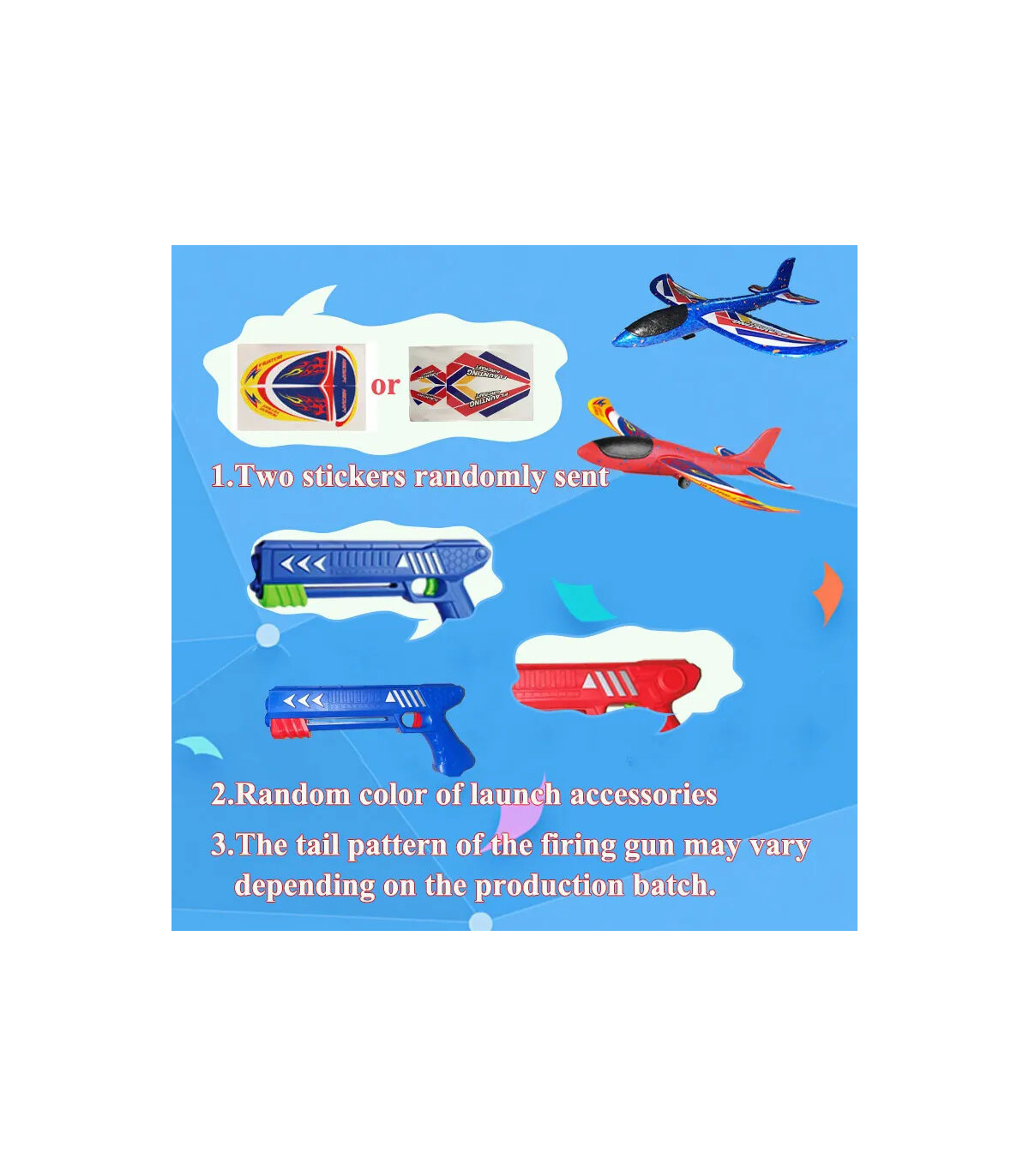 [24 plane orange G] Lanceur d\'avion en mousse pour enfants, 24/34cm, jouet d\'extérieur pour gar