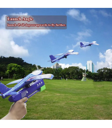 [24 plane orange G] Lanceur d\'avion en mousse pour enfants, 24/34cm, jouet d\'extérieur pour gar