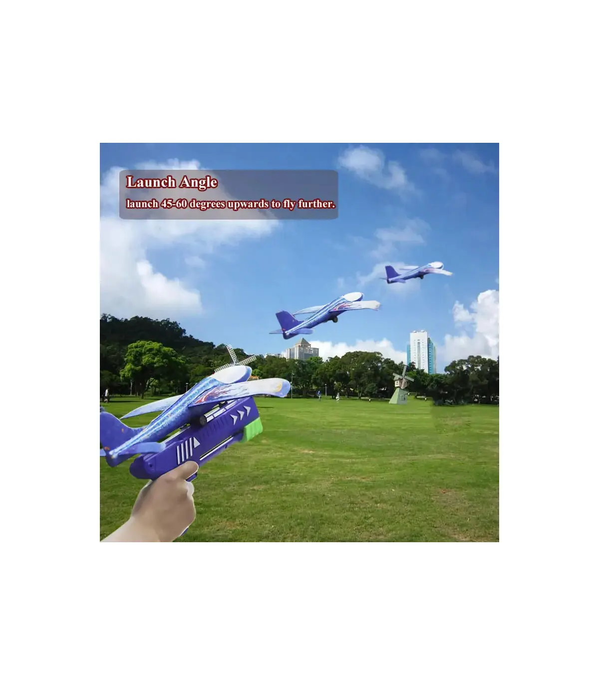 [24 plane orange G] Lanceur d\'avion en mousse pour enfants, 24/34cm, jouet d\'extérieur pour gar