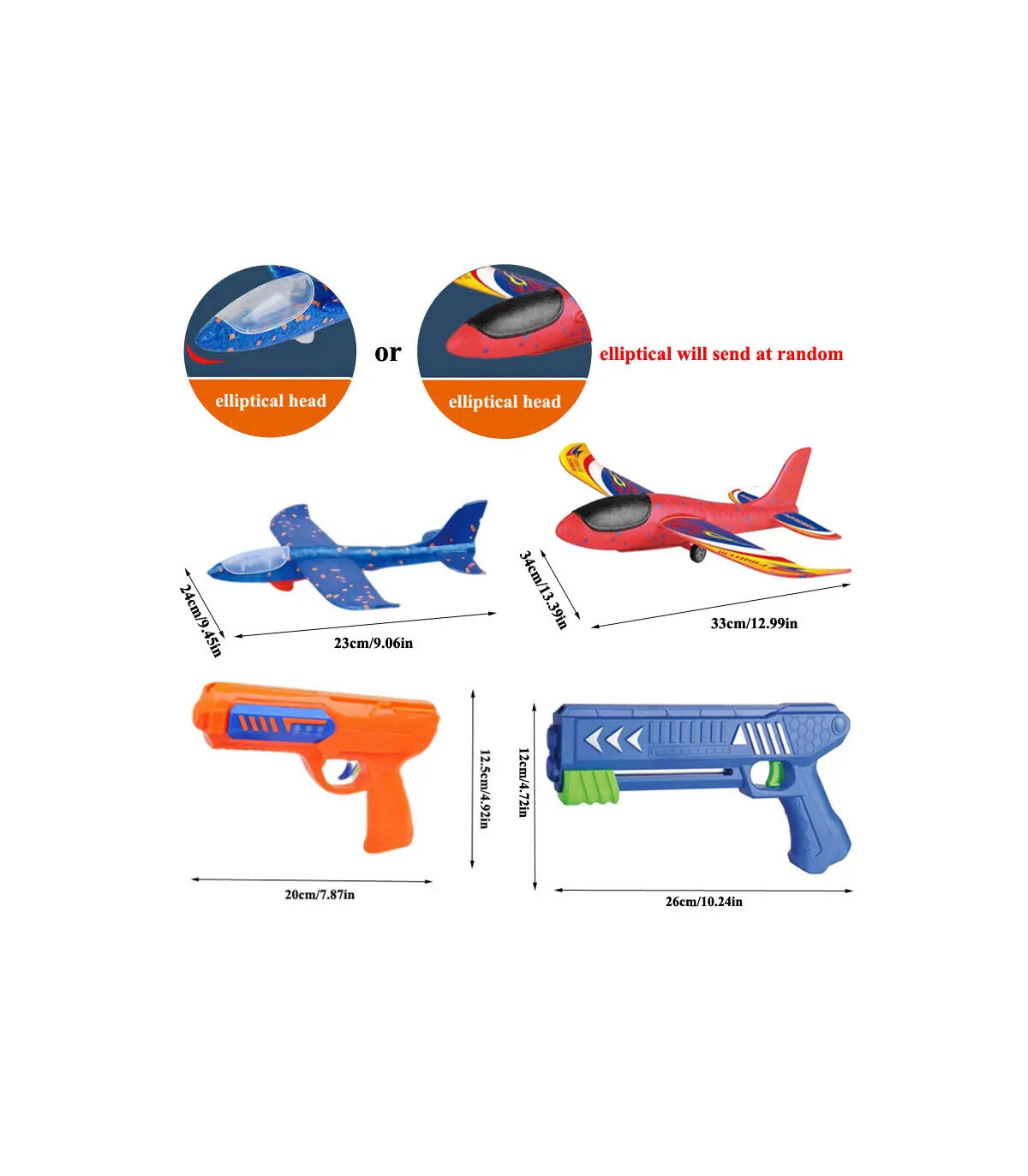 [24 plane orange G] Lanceur d\'avion en mousse pour enfants, 24/34cm, jouet d\'extérieur pour gar