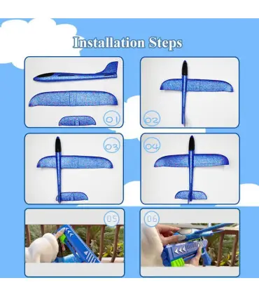 [24 plane orange G] Lanceur d\'avion en mousse pour enfants, 24/34cm, jouet d\'extérieur pour gar