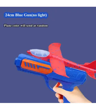 [24 plane blue G] Lanceur d\'avion en mousse pour enfants, 24/34cm, jouet d\'extérieur pour garço