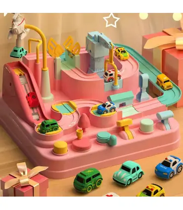 [C-yellow-2-car] Jouet de piste de voiture sur Rail de course pour enfants, planche de Train, j