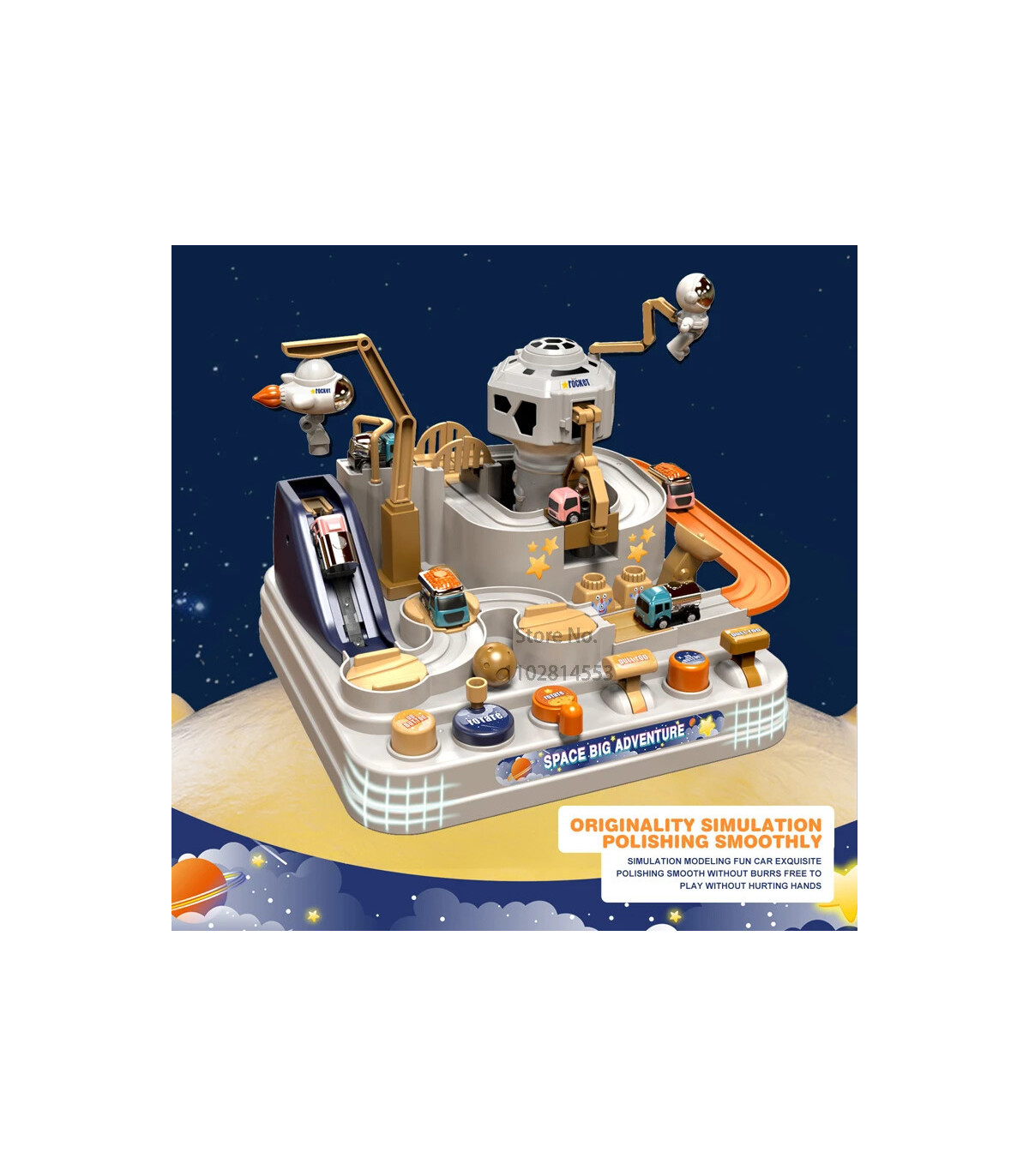 [A-blue-4-car] Modèle de voiture sur Rail de course, animaux aérospatials spatiaux, jouets éduc