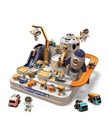 [D-Blue-2-car] Modèle de voiture sur Rail de course, animaux aérospatials spatiaux, jouets éduc