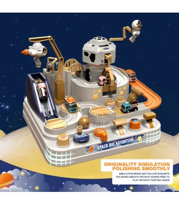 [A-blue-4-car] Modèle de voiture sur Rail de course, animaux aérospatials spatiaux, jouets éduc