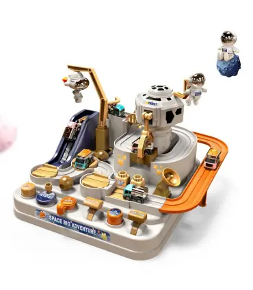 [A-blue-4-car] Modèle de voiture sur Rail de course, animaux aérospatials spatiaux, jouets éduc