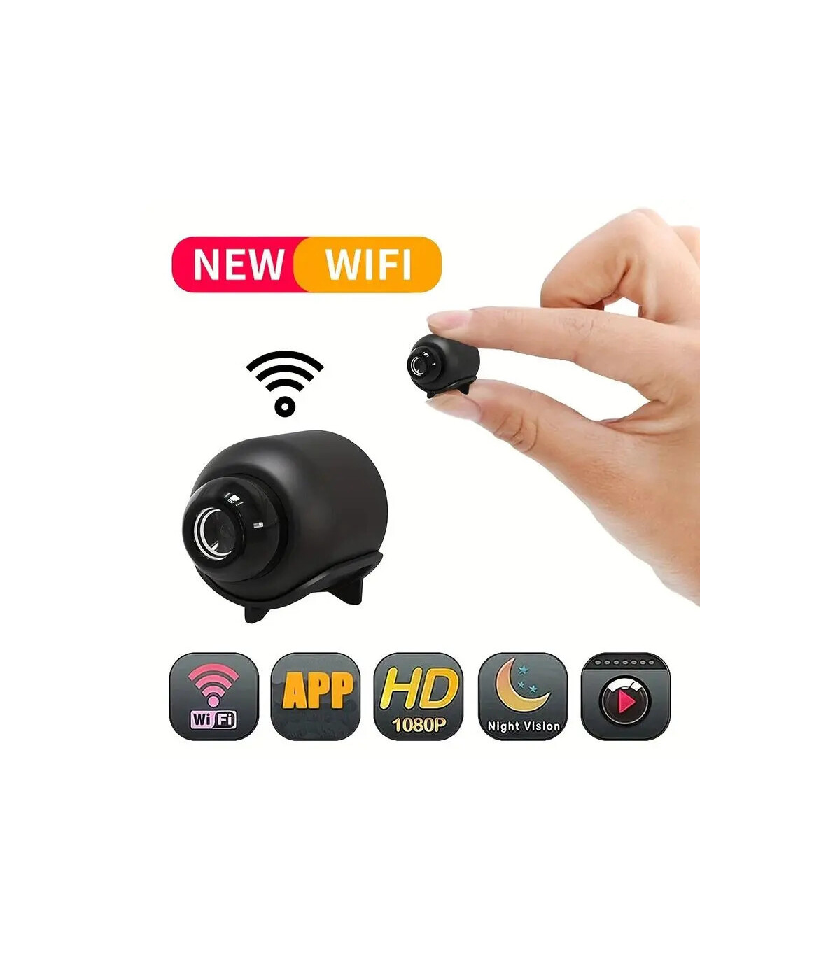 [Black] Nouveau X5Mini Vision nocturne 1080P caméra de Surveillance sans fil léger clair Portab