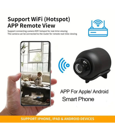 [Black] Nouveau X5Mini Vision nocturne 1080P caméra de Surveillance sans fil léger clair Portab