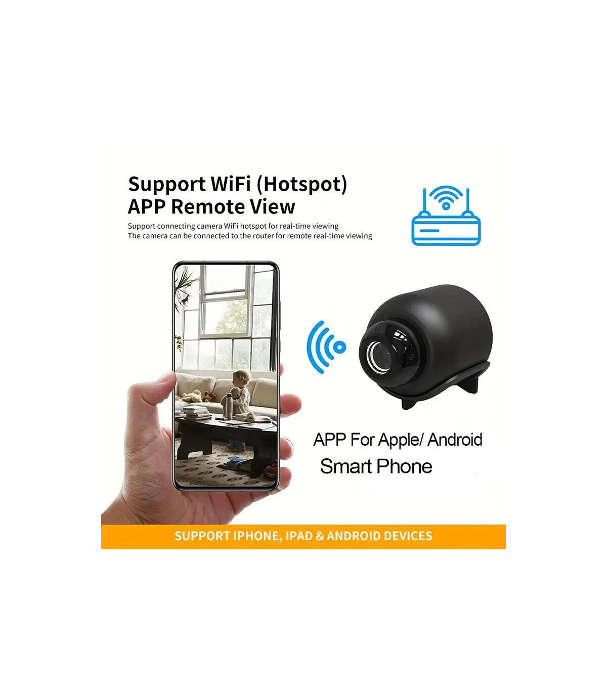 [Black] Nouveau X5Mini Vision nocturne 1080P caméra de Surveillance sans fil léger clair Portab