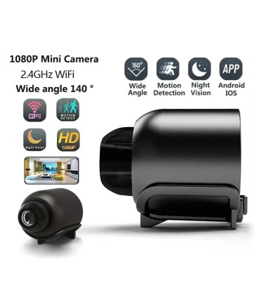 [Black] Nouveau X5Mini Vision nocturne 1080P caméra de Surveillance sans fil léger clair Portab