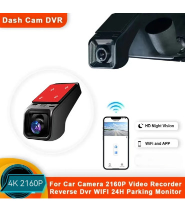 [DWIFI 2K 64G] Caméra de tableau de bord DVR WiFi HD 4K 2160P, moniteur de stationnement 24H, e