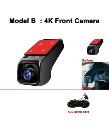 [DWIFI 2K Aucun] Caméra de tableau de bord DVR WiFi HD 4K 2160P, moniteur de stationnement 24H,