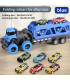 [Container car blue] Grand camion pliable à éjection de voiture sur Rail déformable, jouets pou
