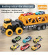 [Container car yellow] Grand camion pliable à éjection de voiture sur Rail déformable, jouets p