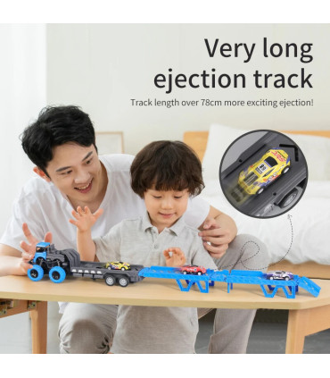[Container car yellow] Grand camion pliable à éjection de voiture sur Rail déformable, jouets p