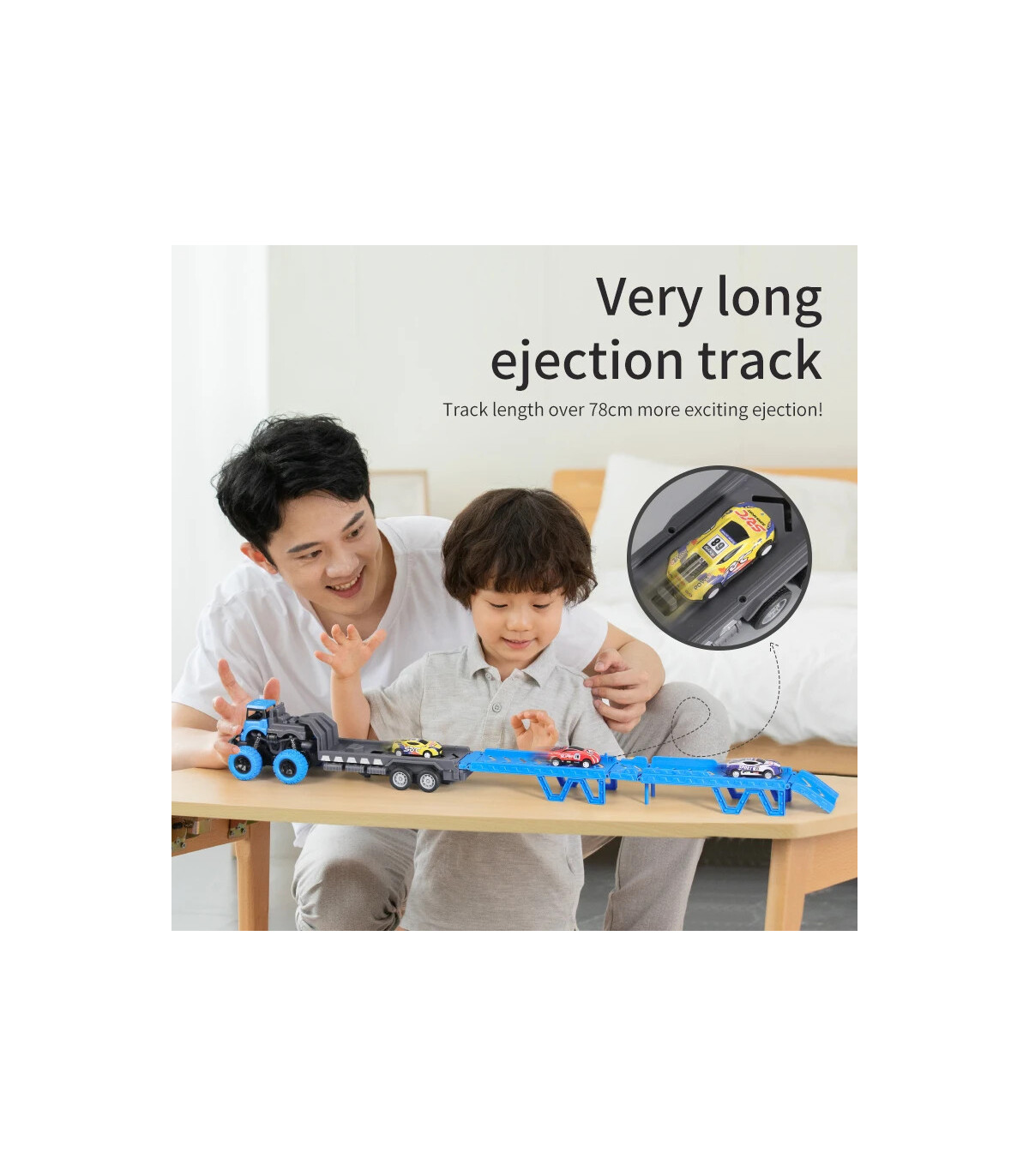 [Container car yellow] Grand camion pliable à éjection de voiture sur Rail déformable, jouets p