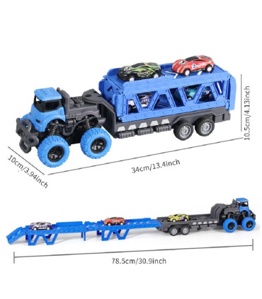 [Container car yellow] Grand camion pliable à éjection de voiture sur Rail déformable, jouets p