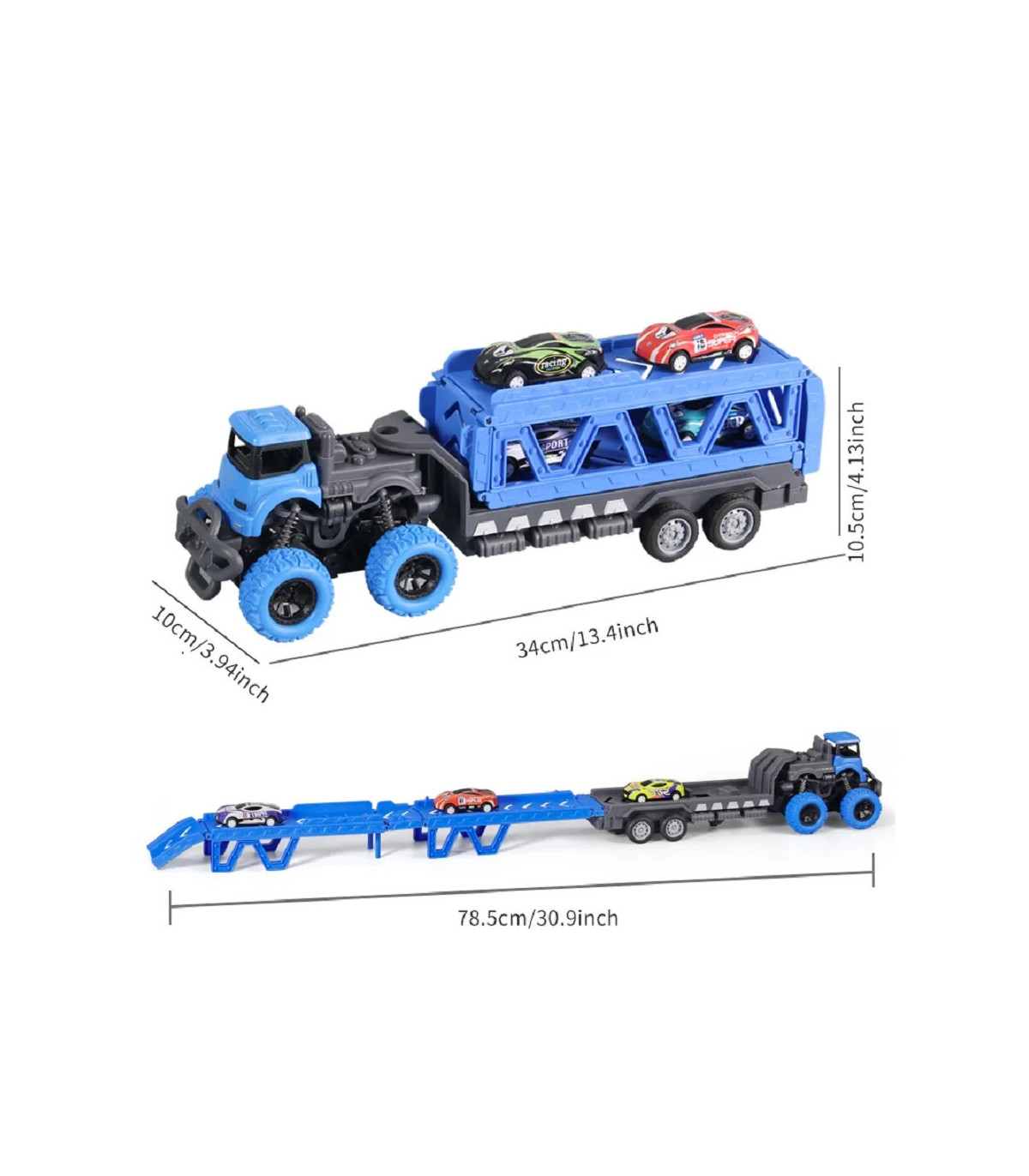 [Container car yellow] Grand camion pliable à éjection de voiture sur Rail déformable, jouets p