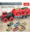[Autocontainer rosso] Grande camion pieghevole con espulsione dell'auto su rotaia deformabile, giocattoli per