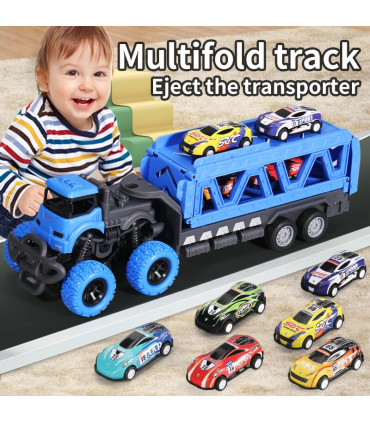 [Container car red] Grand camion pliable à éjection de voiture sur Rail déformable, jouets pour