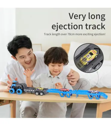 [Container car red] Grand camion pliable à éjection de voiture sur Rail déformable, jouets pour