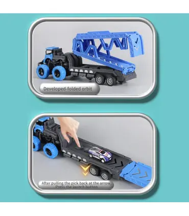 [Container car red] Grand camion pliable à éjection de voiture sur Rail déformable, jouets pour