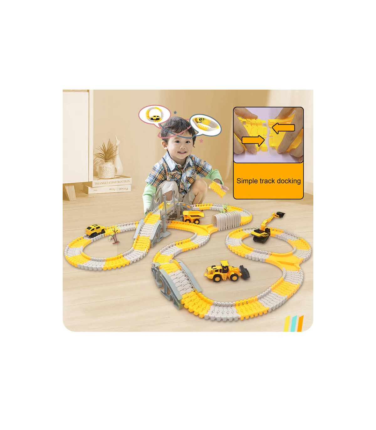 [333 pcs] 333 pièces bricolage course chemin de fer Flexible jeu de course ensemble piste Rail 