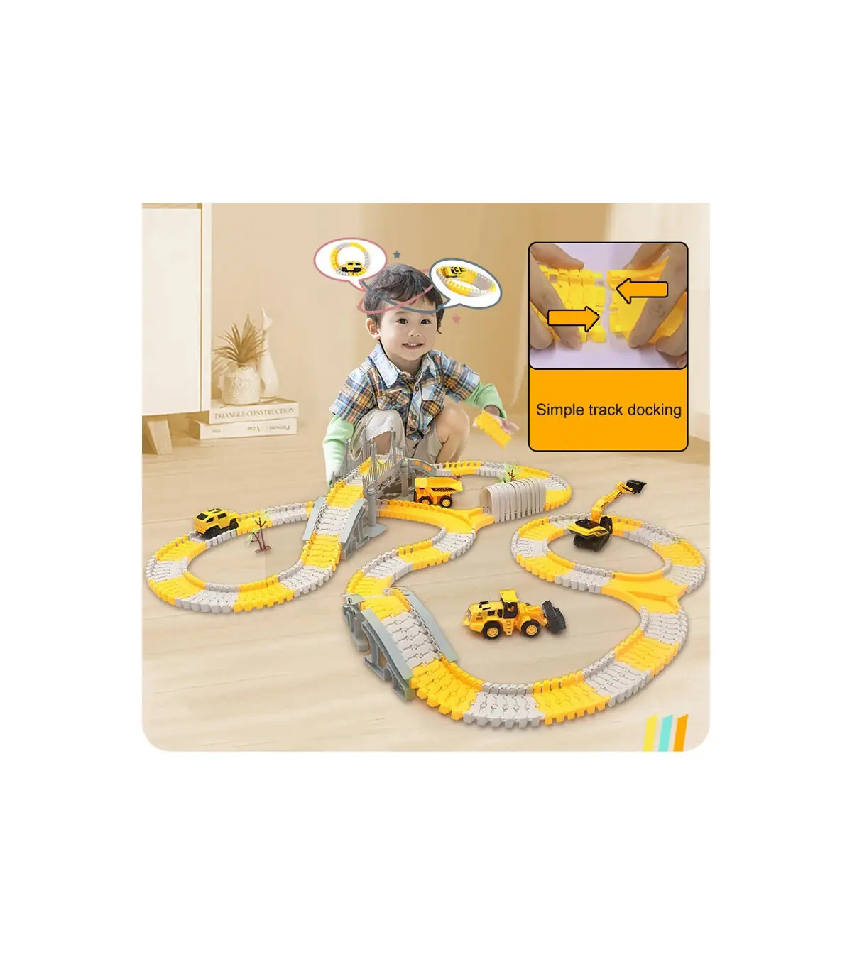 [333 pcs] 333 pièces bricolage course chemin de fer Flexible jeu de course ensemble piste Rail 