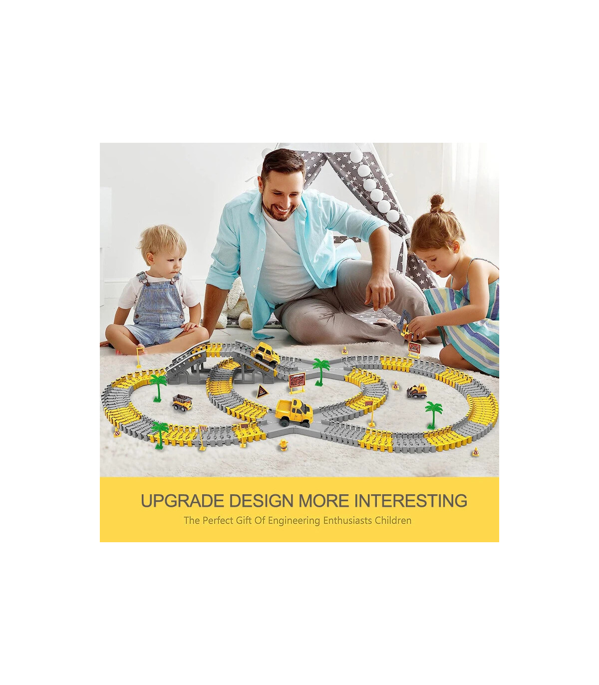 [221 pcs] 333 pièces bricolage course chemin de fer Flexible jeu de course ensemble piste Rail 